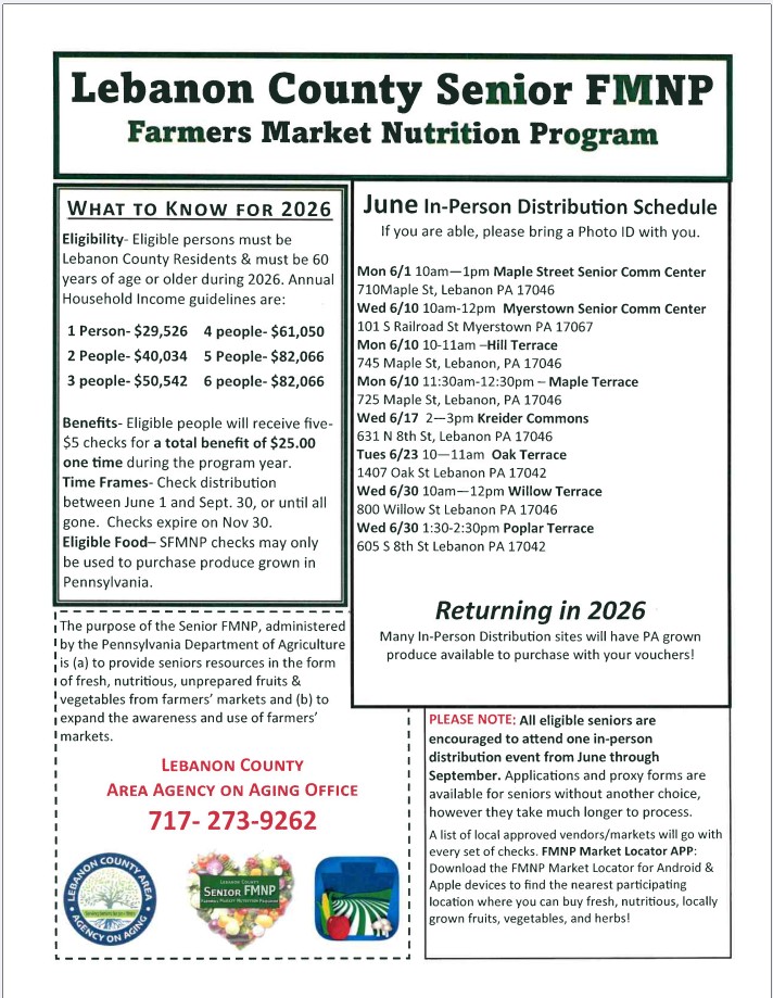 FMNP Distribution Schedule