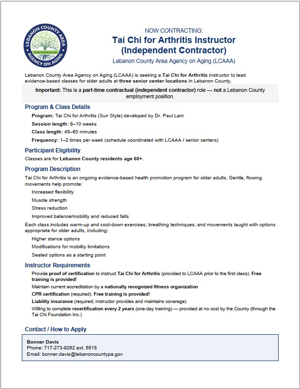 Tai Chi Instructor Needed